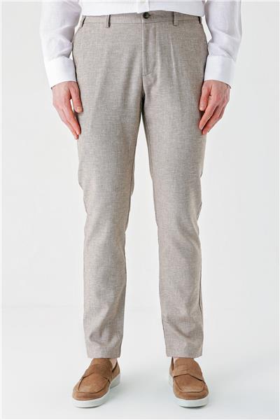 Koyu Kahverengi Keten Lastikli Yandan Cepli Casual Comfort Fit Jogger Pantolon 1003240159