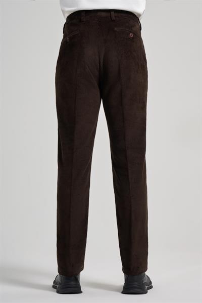 Koyu Kahverengi Pamuklu Yandan Cepli Comfort Fit Kadife Pantolon 1003245160