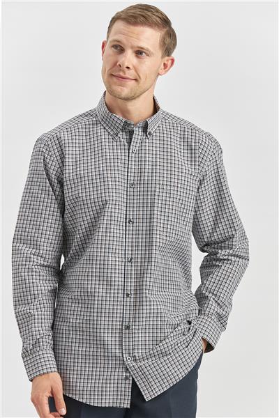 Koyu Kahverengi Uzun Kol Ekose Desen Smart Classic Comfort Fit Gömlek 1004240252