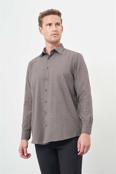 Uzun Kol Kareli Desen Gabardin Cepsiz Pamuklu Classic Comfort Fit Gömlek 1004245166