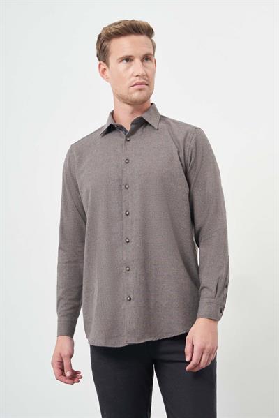 Uzun Kol Kareli Desen Gabardin Cepsiz Pamuklu Classic Comfort Fit Gömlek 1004245166