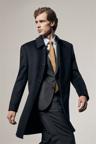 Koyu Lacivert 110 Cm Kaşe Düz Sırt Kapitoneli Astar Comfort Fit Classic Palto 1005255154