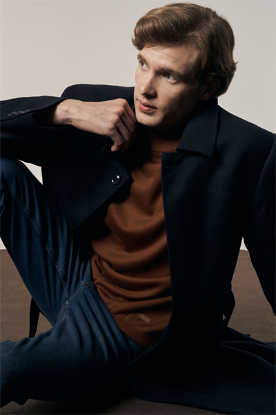 Koyu Lacivert 115 Cm Kaşe Polo Yaka Düz Esnek Garnisiz-Biyesiz Comfort Fit Palto 1005255150