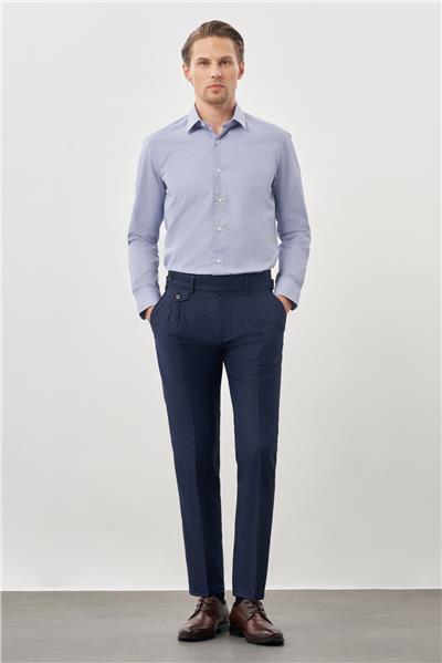 Koyu Lacivert Yandan Cepli Classic Slim Fit Modelli Pantolon Pantolon 1003245173