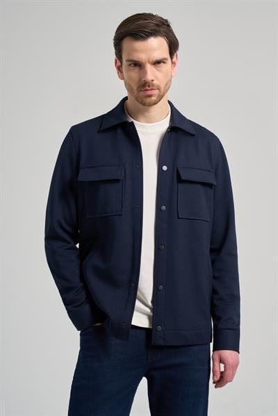 Koyu Lacivert Armürlü Bebe Yaka Kendinden Pamuklu Garnisiz-Biyesiz Standart Fit Mont 1007245163