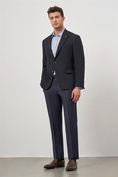 Koyu Lacivert Baskılı Mono Yaka 4 Drop Comfort Fit Classic Ceket 1002245157