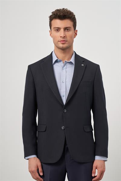 Koyu Lacivert Baskılı Mono Yaka 4 Drop Comfort Fit Classic Ceket 1002245157