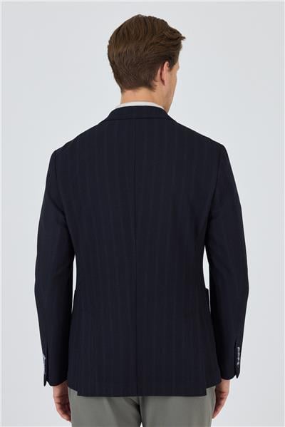 Koyu Lacivert Mono Yaka Gofreli  Esnek 6 Drop Slim Fit Casual  Ceket 1002250126