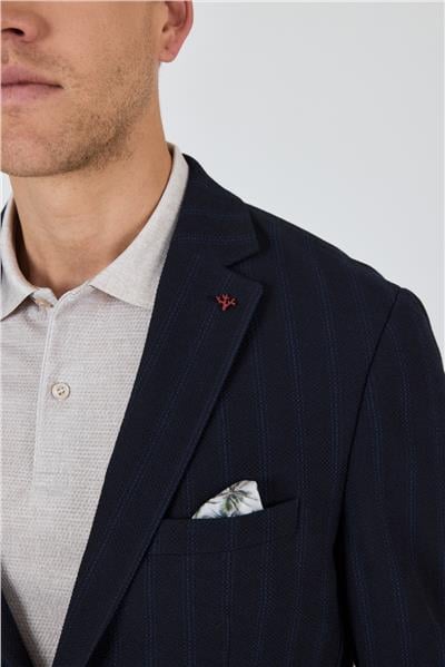 Koyu Lacivert Mono Yaka Gofreli  Esnek 6 Drop Slim Fit Casual  Ceket 1002250126