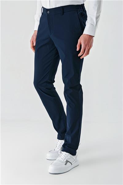 Koyu Lacivert Pamuklu Yandan Cepli Casual Slim Fit Jogger Pantolon 1003240206
