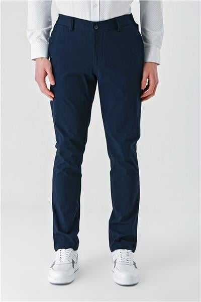 Koyu Lacivert Pamuklu Yandan Cepli Casual Slim Fit Jogger Pantolon 1003240206