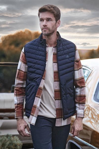 Koyu Lacivert Dik Yaka Dolumlu Casual Şişme Yelek 1009235152