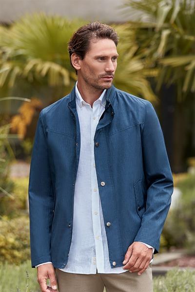 Koyu Lacivert Dik Yaka Yarım Astar Comfort Fit Rahat Kesim Casual Mont 1007240150