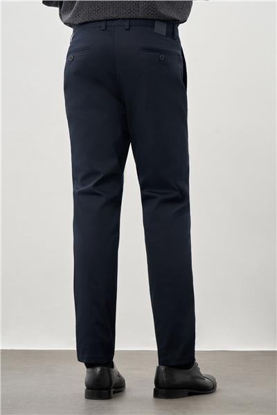 Koyu Lacivert Pamuklu Yandan Cepli Casual Comfort Fit Chino Pantolon 1003245169