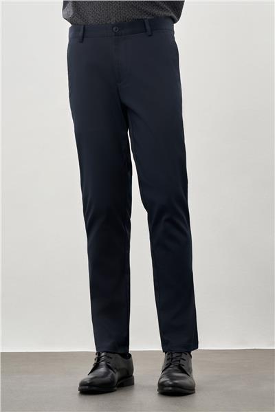 Koyu Lacivert Pamuklu Yandan Cepli Casual Comfort Fit Chino Pantolon 1003245169