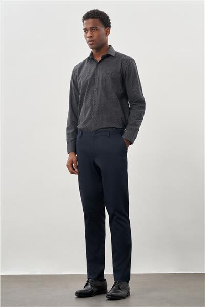 Koyu Lacivert Pamuklu Yandan Cepli Casual Comfort Fit Chino Pantolon 1003245169