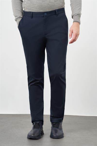 Koyu Lacivert Pamuklu Yandan Cepli Casual Comfort Fit Chino Pantolon 1003245164