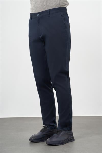 Koyu Lacivert Pamuklu Yandan Cepli Casual Comfort Fit Chino Pantolon 1003245164