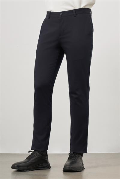 Koyu Lacivert Pamuklu Yandan Cepli Casual Slim Fit Chino Pantolon 1003245150