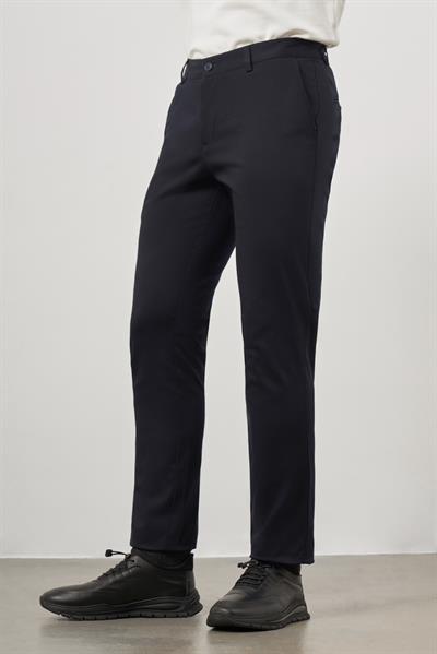 Koyu Lacivert Pamuklu Yandan Cepli Casual Slim Fit Chino Pantolon 1003245150