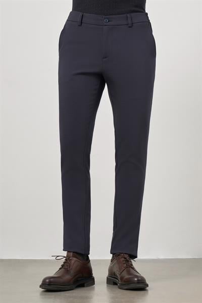 Koyu Lacivert Pamuklu Lastikli Yandan Cepli Casual Slim Fit Jogger Pantolon 1003245101