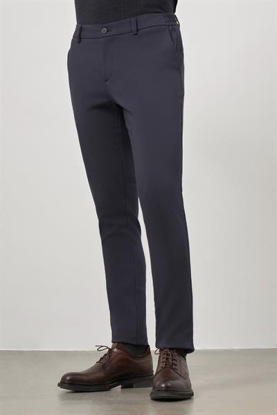 Koyu Lacivert Pamuklu Lastikli Yandan Cepli Casual Slim Fit Jogger Pantolon 1003245101