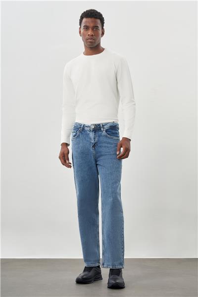 Koyu Lacivert Düz Cord Pamuklu 5 Cep Oversize Casual Denim Pantolon 1023245156