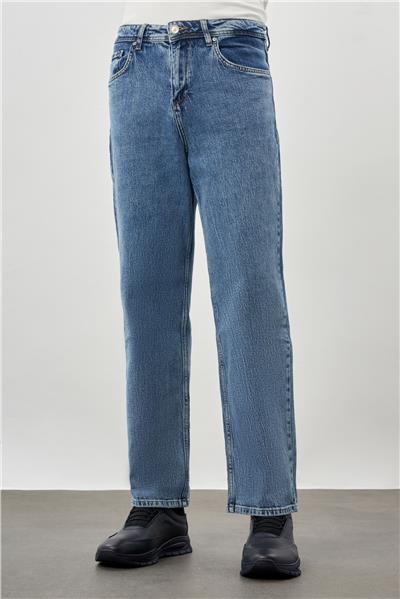 Koyu Lacivert Düz Cord Pamuklu 5 Cep Oversize Casual Denim Pantolon 1023245156