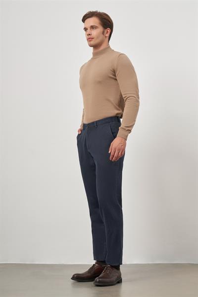 Koyu Lacivert Pamuklu Yandan Cepli Casual Comfort Fit Chino Pantolon 1003245153