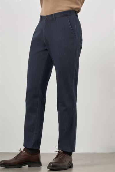 Koyu Lacivert Pamuklu Yandan Cepli Casual Comfort Fit Chino Pantolon 1003245153
