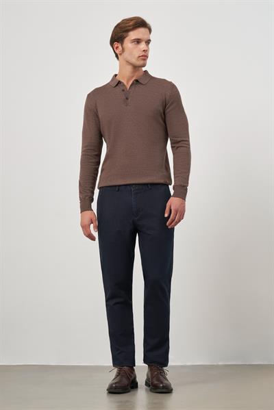 Koyu Lacivert Pamuklu Yandan Cepli Casual Comfort Fit Chino Pantolon 1003245155
