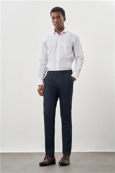 Lacivert Esnek Yandan Cepli Slim Fit Classic Pantolon 1003245209
