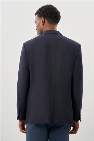 Koyu Lacivert Düz Gabardin Mono Yaka 2 Düğme Esnek 6 Drop Comfort Fit Casual Ceket 1002245165_200