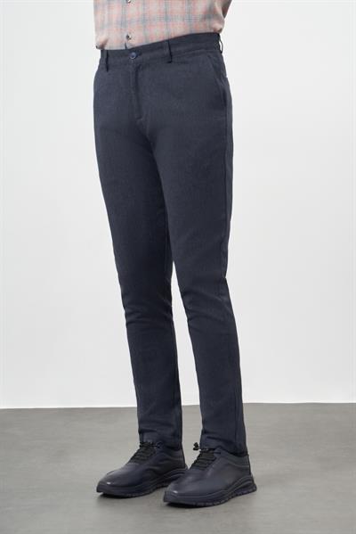 Koyu Lacivert Pamuklu Yandan Cepli Casual Slim Fit Chino Pantolon 1003245162