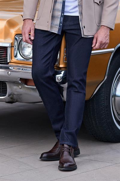 Koyu Lacivert Düz Gabardin Slim Fit Casual Denim Pantolon 1023245152