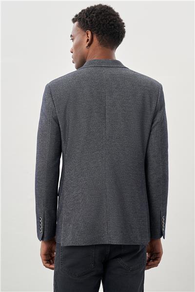 Koyu Lacivert Düz Örme Mono Yaka 6 Drop Slim Fit Classic Ceket 1002245133