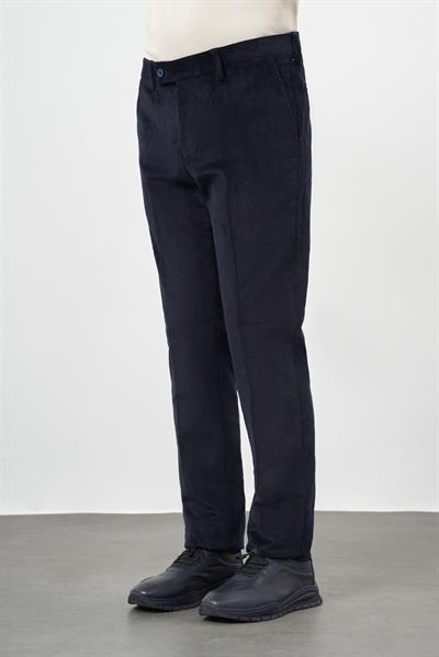 Koyu Lacivert Pamuklu Yandan Cepli Comfort Fit Kadife Pantolon 1003245160