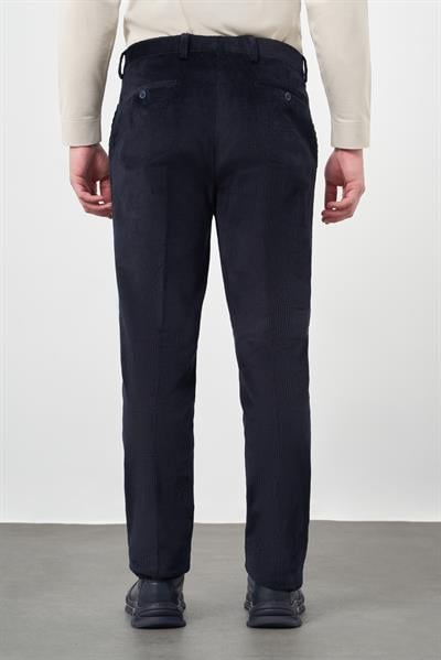 Koyu Lacivert Pamuklu Yandan Cepli Comfort Fit Kadife Pantolon 1003245160