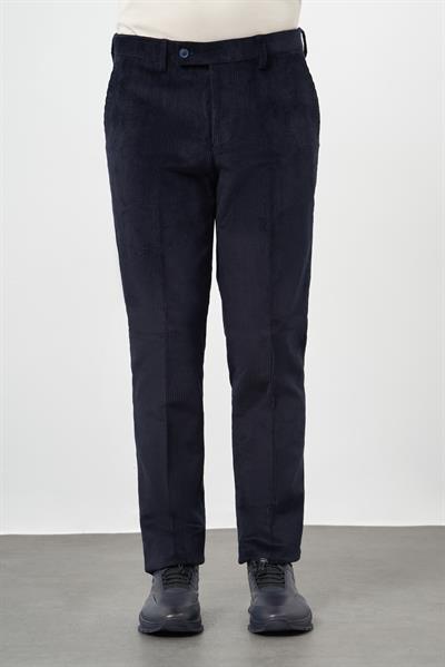 Koyu Lacivert Pamuklu Yandan Cepli Comfort Fit Kadife Pantolon 1003245160