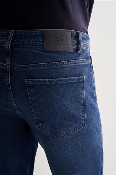 Lacivert Gabardin 5 Cep Düz Paça Casual Slim Fit Pamuklu Denim Pantolon 1023255151