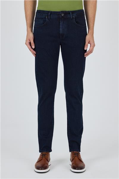 Koyu Lacivert Gabardin 5 Cep Düz Paça Casual Slim Fit Pamuklu Denim Pantolon 1023250151