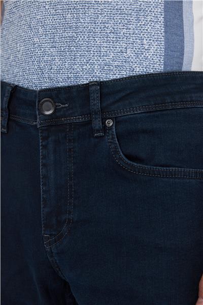 Koyu Lacivert Gabardin 5 Cep Düz Paça Casual Slim Fit Pamuklu Denim Pantolon 1023250154