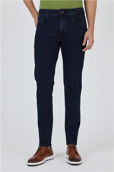 Koyu Lacivert Gabardin 5 Cep Düz Paça Casual Slim Fit Pamuklu Denim Pantolon 1023250151