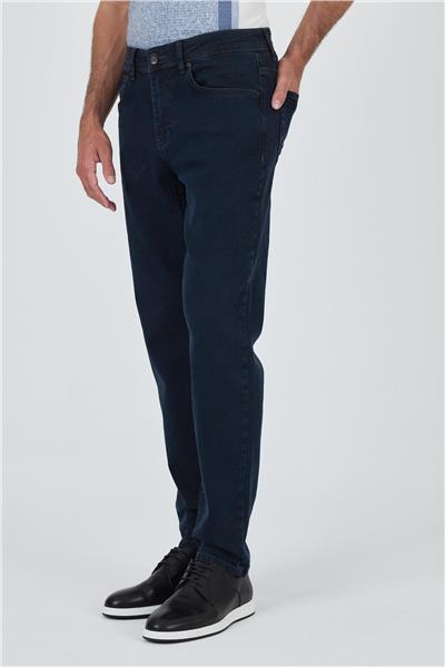 Koyu Lacivert Gabardin 5 Cep Düz Paça Casual Slim Fit Pamuklu Denim Pantolon 1023250154