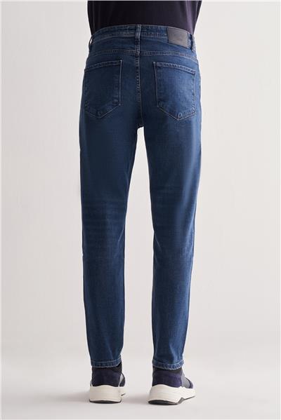 Lacivert Gabardin 5 Cep Düz Paça Casual Slim Fit Pamuklu Denim Pantolon 1023255151