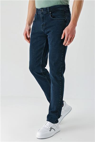 Koyu Lacivert Gabardin 5 Cepli Slim Fit Dar Kesim Casual Denim Jean Kot Pantolon 1023240150