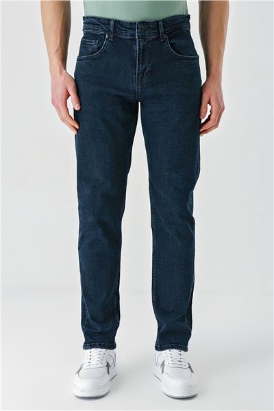Koyu Lacivert Gabardin 5 Cepli Slim Fit Dar Kesim Casual Denim Jean Kot Pantolon 1023240150