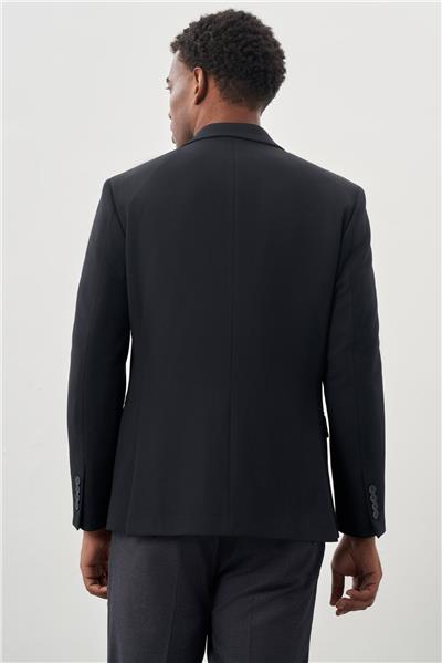 Koyu Lacivert Gabardin Mono Yaka Tam Astar Esnek 6 Drop Slim Fit Casual Ceket 1002245162