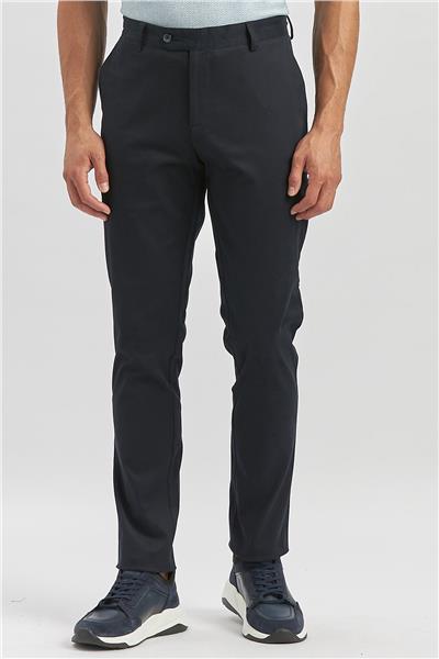 Koyu Lacivert Pamuklu Yandan Cepli Casual Slim Fit Chino Pantolon 1003240905