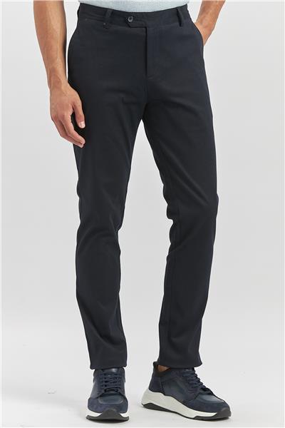 Koyu Lacivert Pamuklu Yandan Cepli Casual Slim Fit Chino Pantolon 1003240905